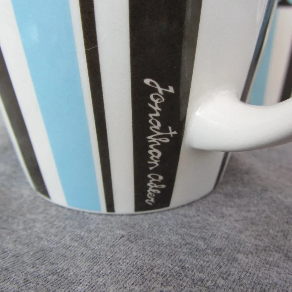 Jonathan Adler Happy Home circles & stripes 14 oz mugs set of 4 (W3271)